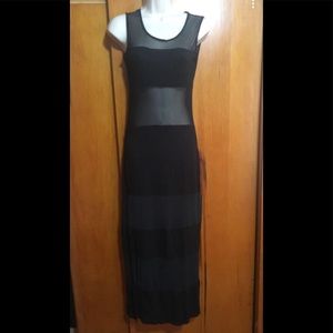 Black mesh see through max dress